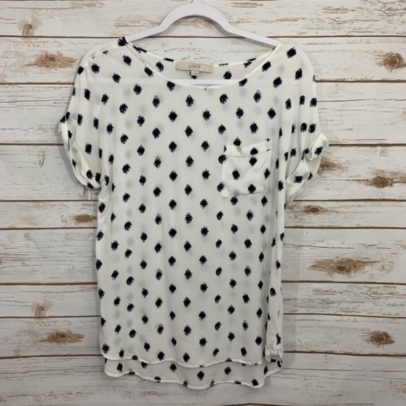 LOFT Tops - LOFT Cuffed Short Sleeve Front Pocket Career Top